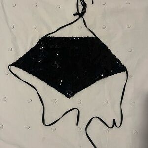 Black Sequin Halter Top